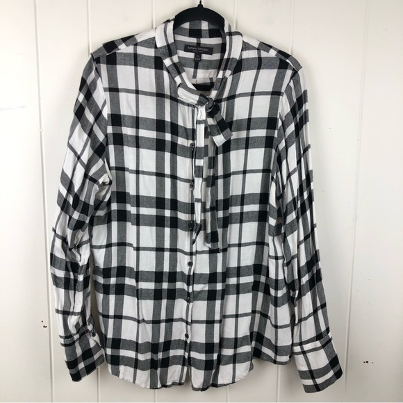 Banana Republic Womens Soft Flannel Button Up Shirt with Front Tie X-Large - Picture 1 of 11